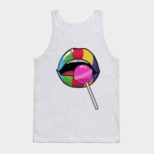 Super sweet red lips lollipop pink Tank Top